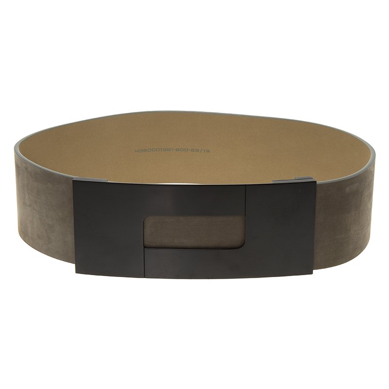 Pre Owned Porsche Design Grey Suede Black Logo Waist Belt 80CM