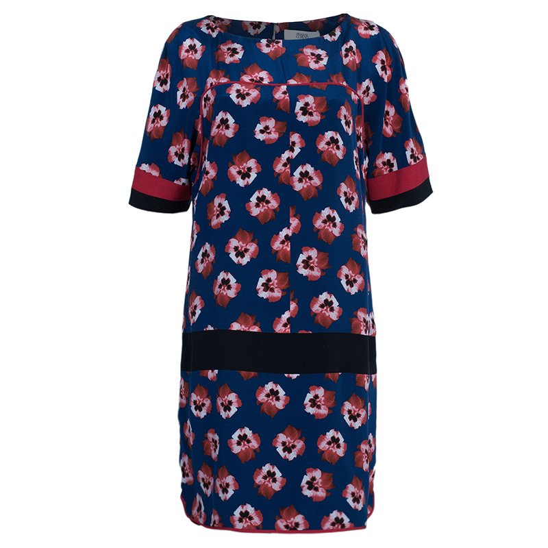 Pre Owned Prabal Gurung Printed Silk Dress L