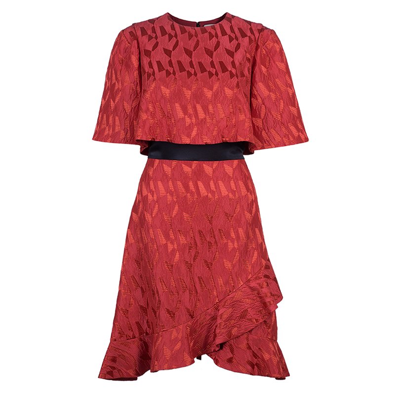 فستان برابال غورونغ بأكمام قصيرة أحمر M