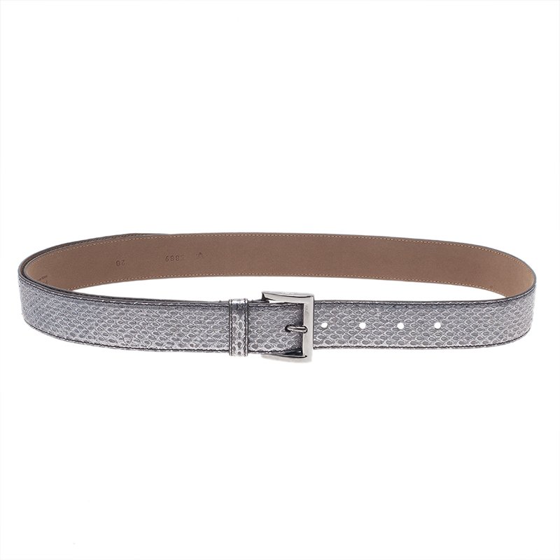 Prada Silver Watersnake Belt 85 CM