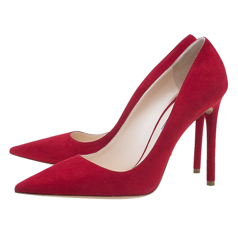 prada red suede pumps
