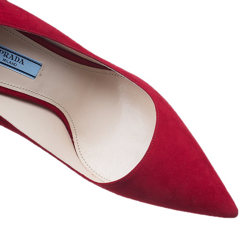 prada red suede pumps