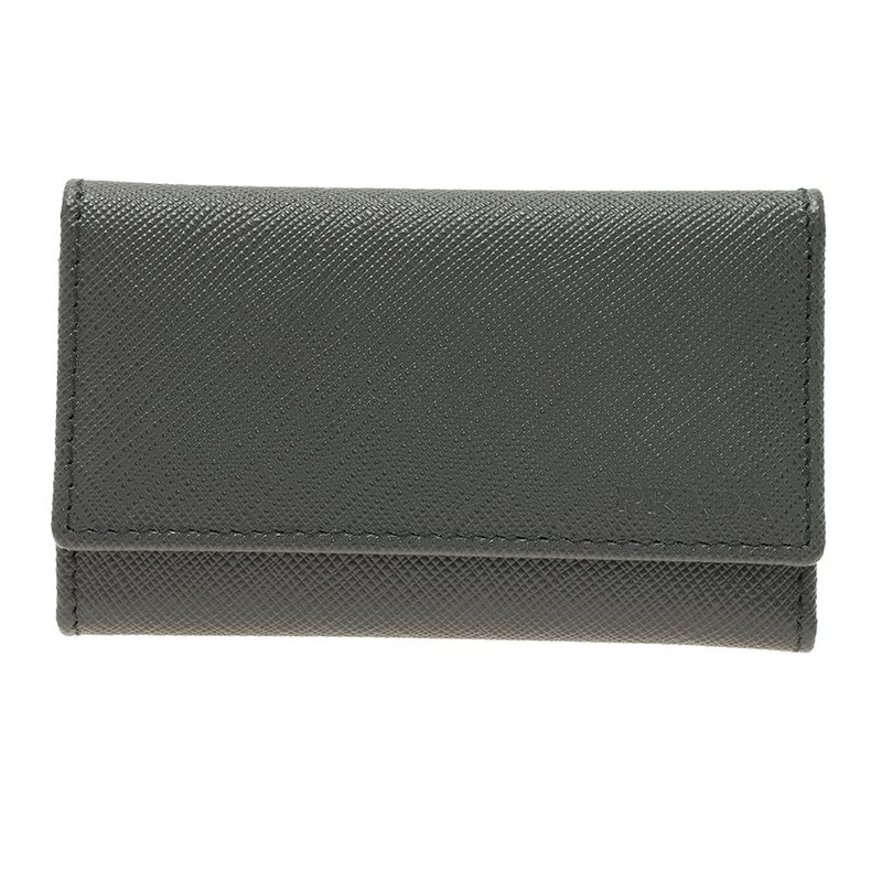 Prada Grey Saffiano Portachiavi 6 Ganci Ring Key Holder 