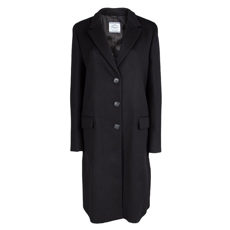 Prada Black Wool Overcoat L
