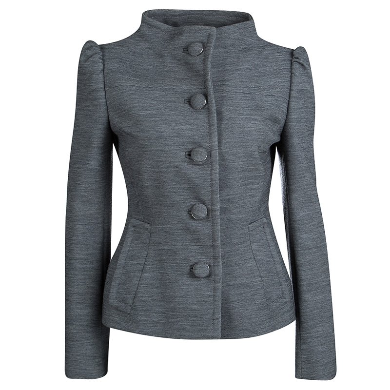 Prada Grey Wool Button Front Jacket S