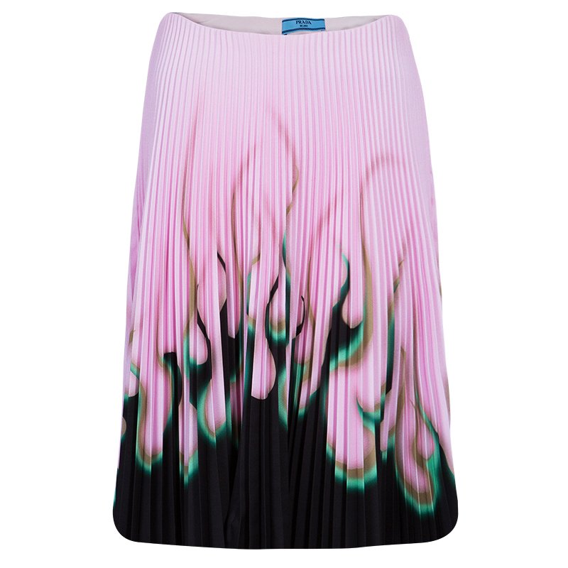 Prada Pink Print Pleat Skirt S Prada | TLC