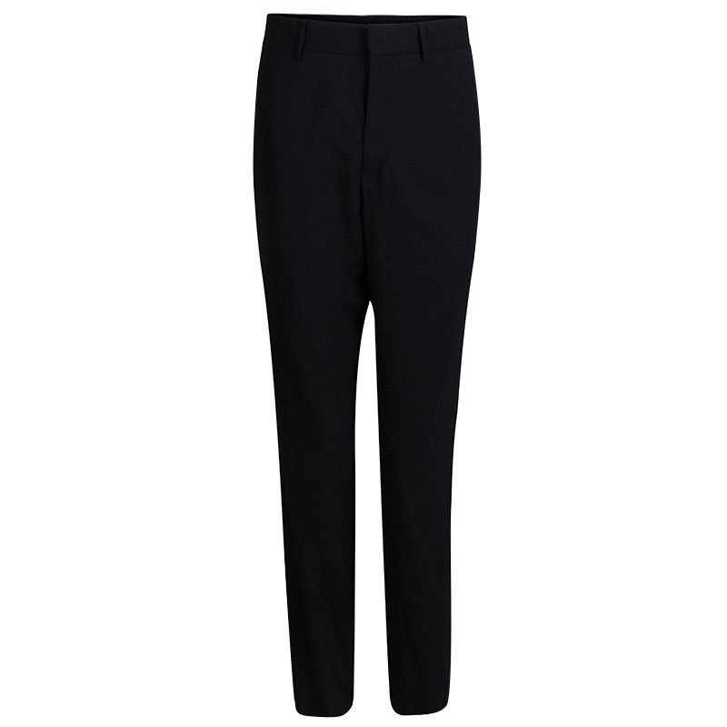 Pre Owned Prada Black High Waist Straight Fit Trousers L
