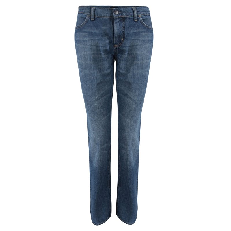 Prada Indigo Washed Denim Boot Cut Jeans M