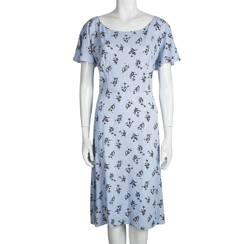 prada blue floral dress