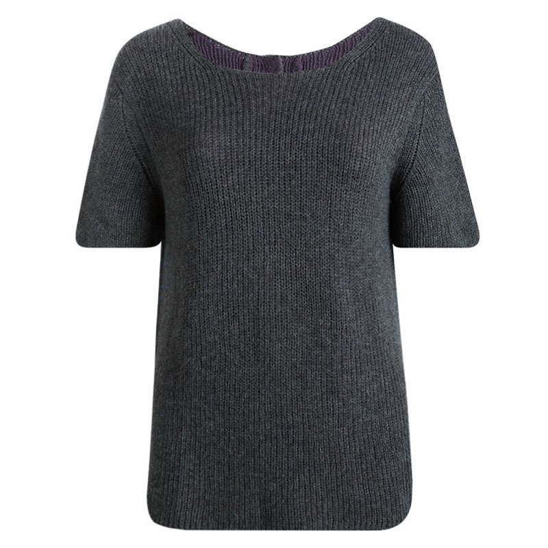 Prada Grey Cashmere Short Sleeve Sweater M