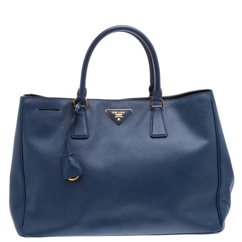 Pre Owned Prada Navy Blue Saffiano Lux Leather Large Tote