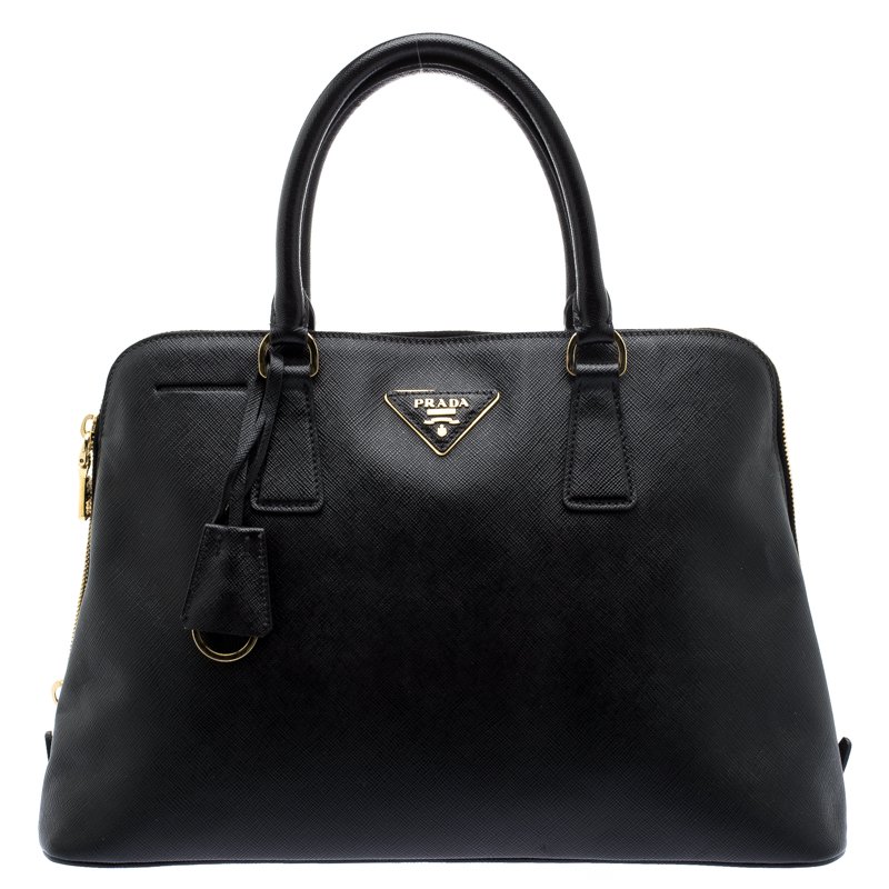 Pre Owned Prada Black Saffiano Metal Leather Promenade Tote