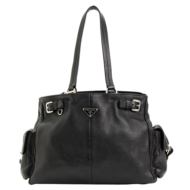 Pre Owned Prada Black Leather Shoulder Bag