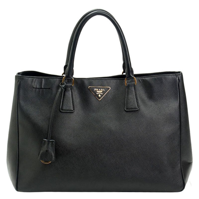 Pre Owned Prada Black Saffiano Medium Lux Tote