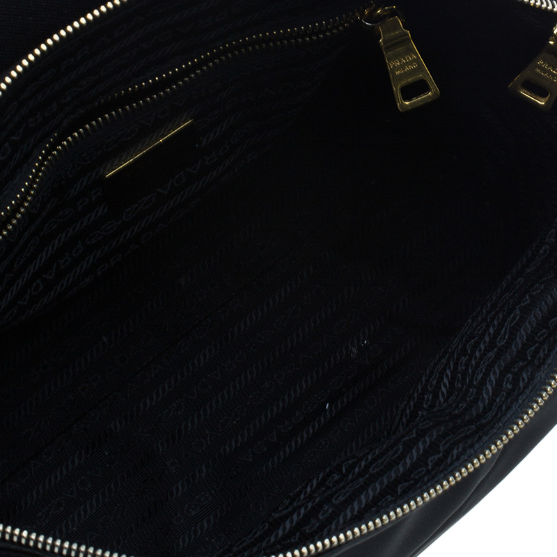 Prada Tessuto Nylon Saffiano Leather Black Shopping Tote Bag 1BA106 – Queen  Bee of Beverly Hills