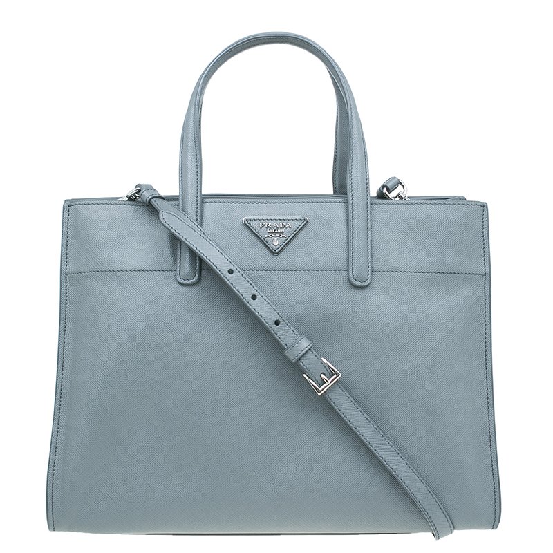 Prada Grey Saffiano Soft Leather Tote Bag