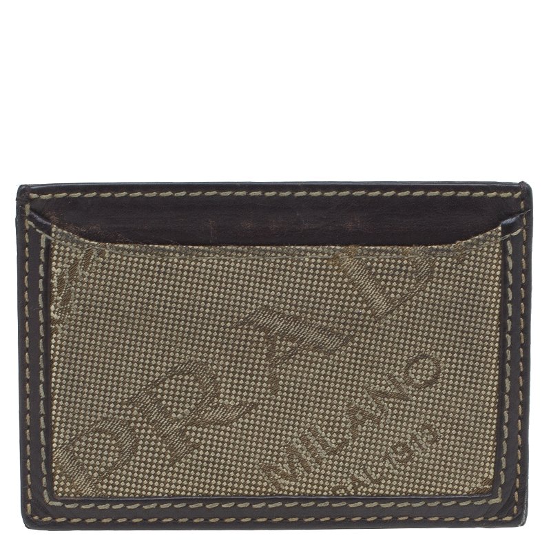 Pre Owned Prada Brown Logo Canvas Card Holder