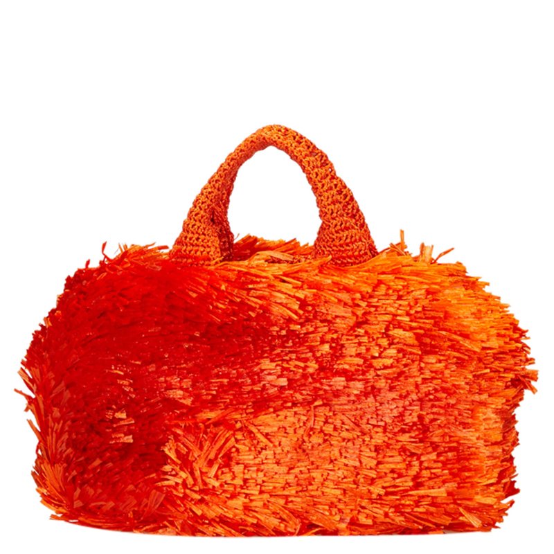 حقيبة برادا بحمالة علوية جراس رافيا برتقالي