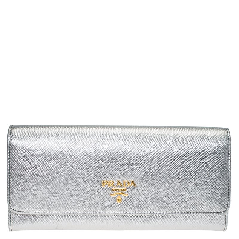 prada silver wallet