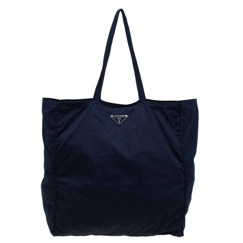 Pre Owned Prada Dark Blue Fabric BYO Bag Shopper Tote