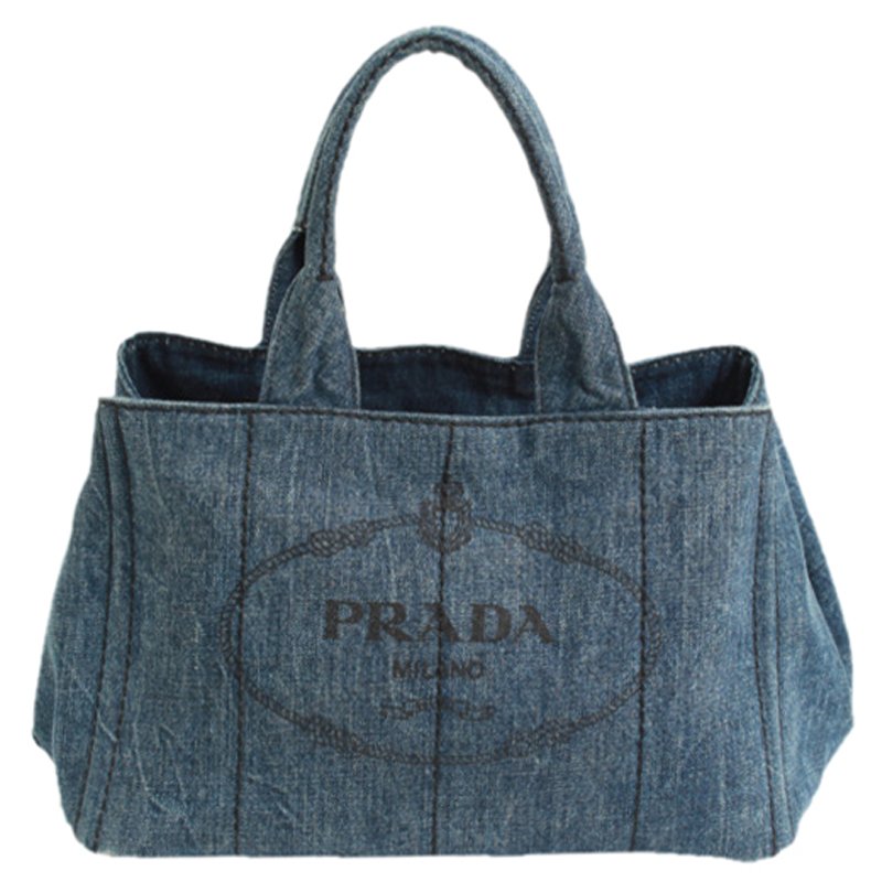 Pre Owned Prada Blue Denim Gardener's Tote