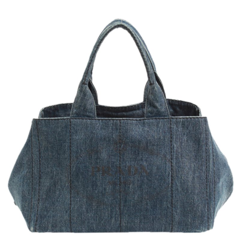 Pre Owned Prada Blue Denim Gardener's Tote