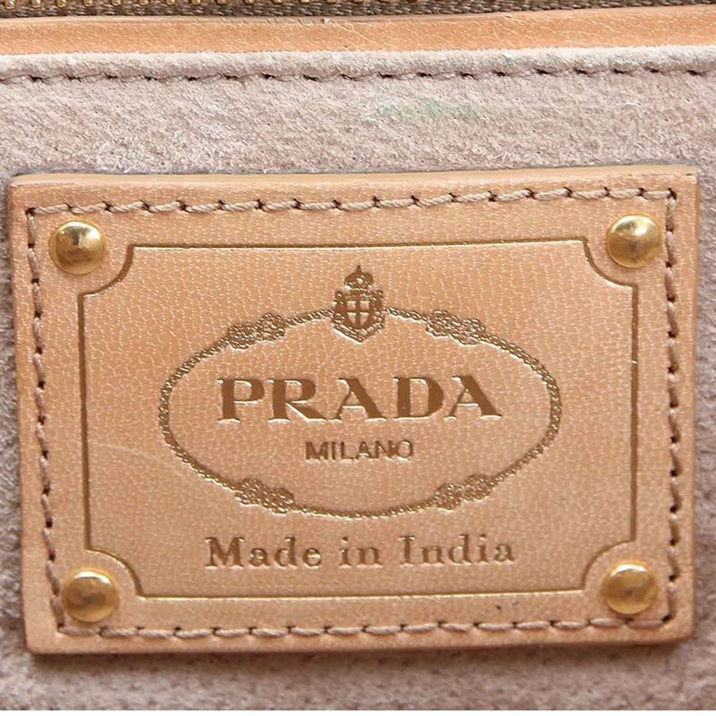 Madras leather handbag Prada Brown in Leather - 29717386