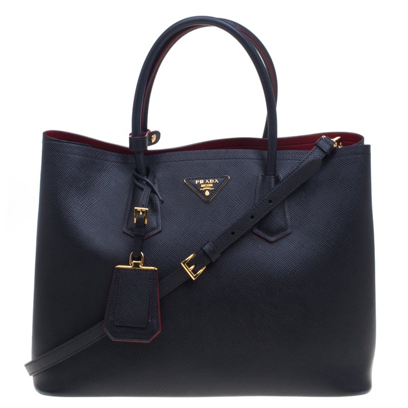Pre Owned Prada Black Saffiano Cuir Leather Tote