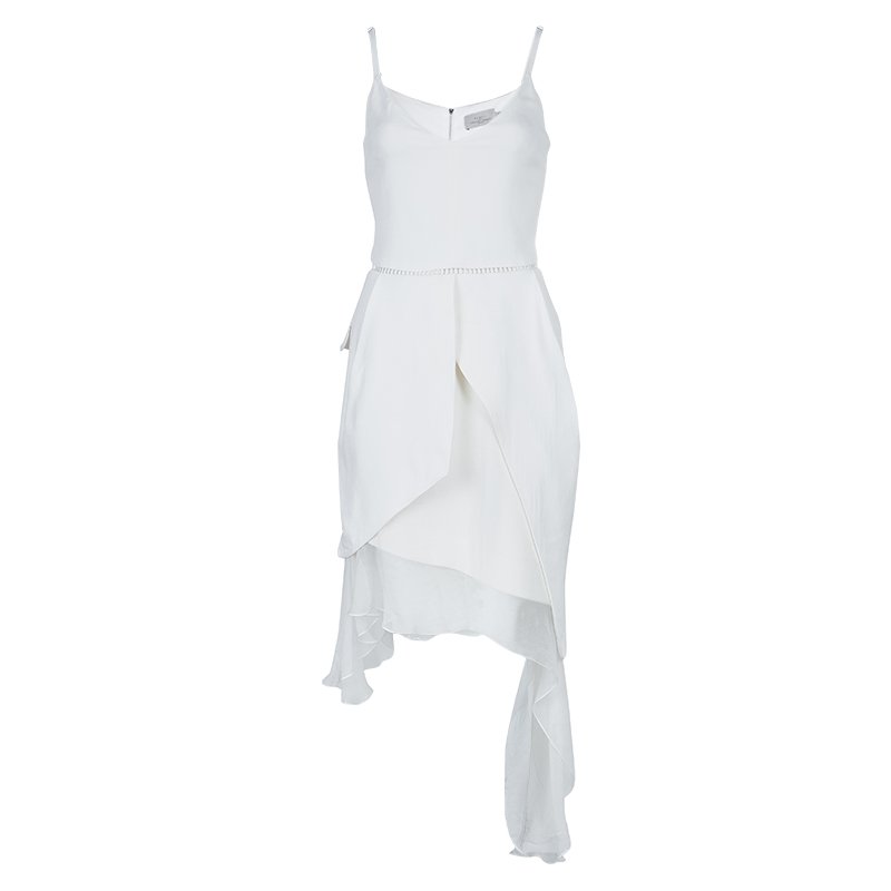 Preen by Thornton Bregazzi White Layered Asymmetric Sleeveless Dress XS