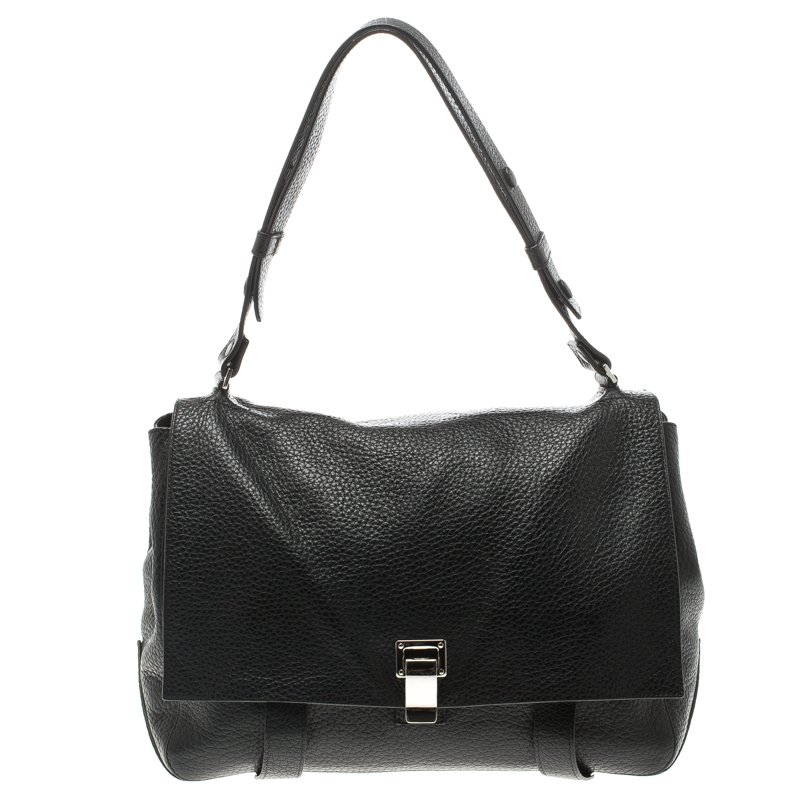 Pre Owned Proenza Schouler Black Leather Courier Satchel