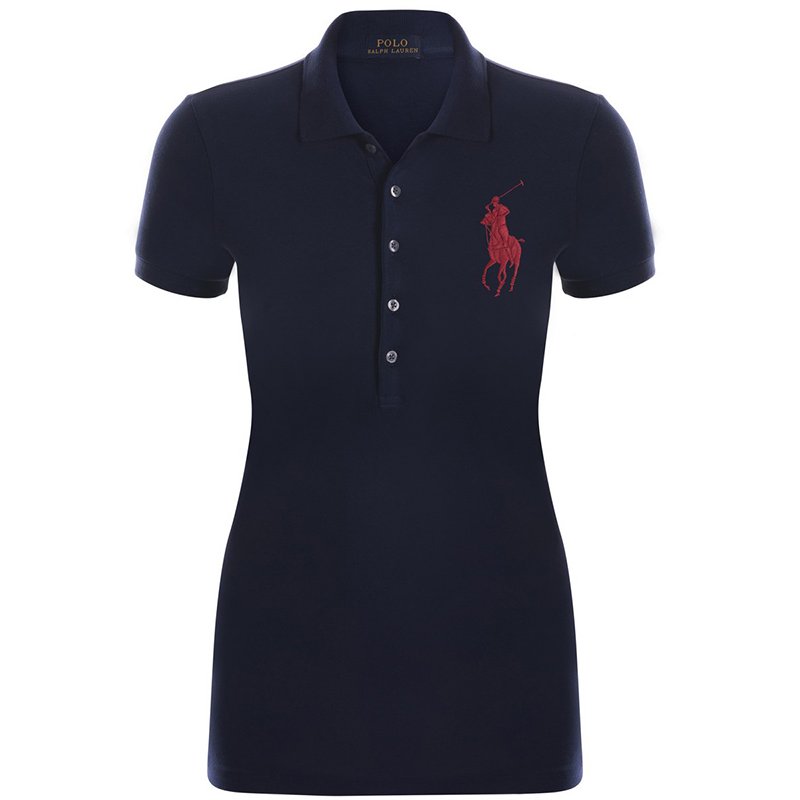 Polo Ralph Lauren Navy Blue/Red Logo Polo Shirt L