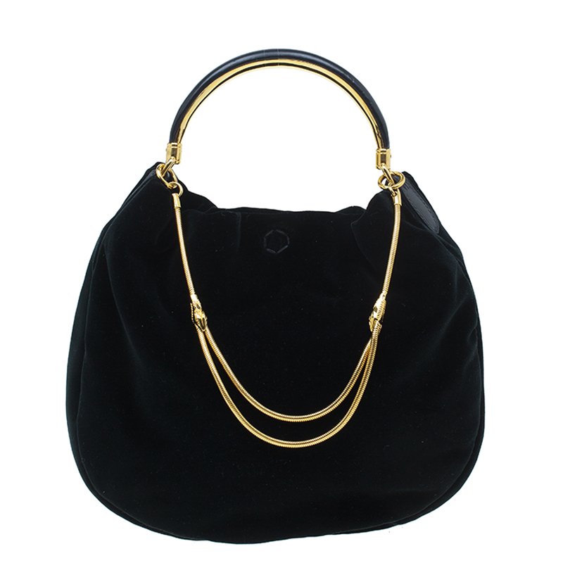 Pre Owned Ralph Lauren Black Velvet Small Hobo