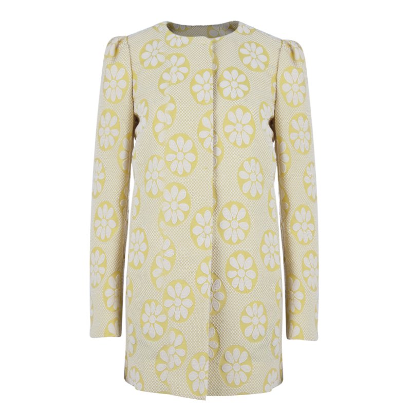 Pre Owned RED Valentino Textured Yellow Pea Coat M