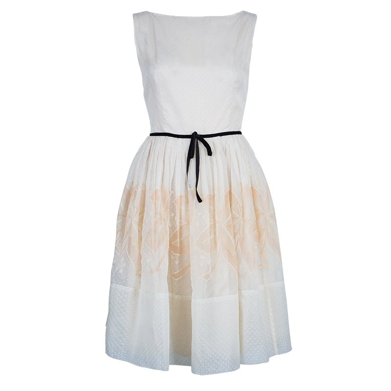Pre Owned RED Valentino White Organza Flare Dress M