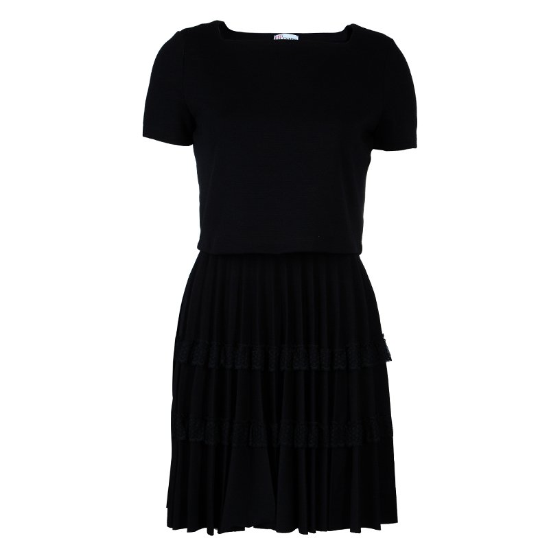 Pre Owned RED Valentino Black Short Sleeve Dress S