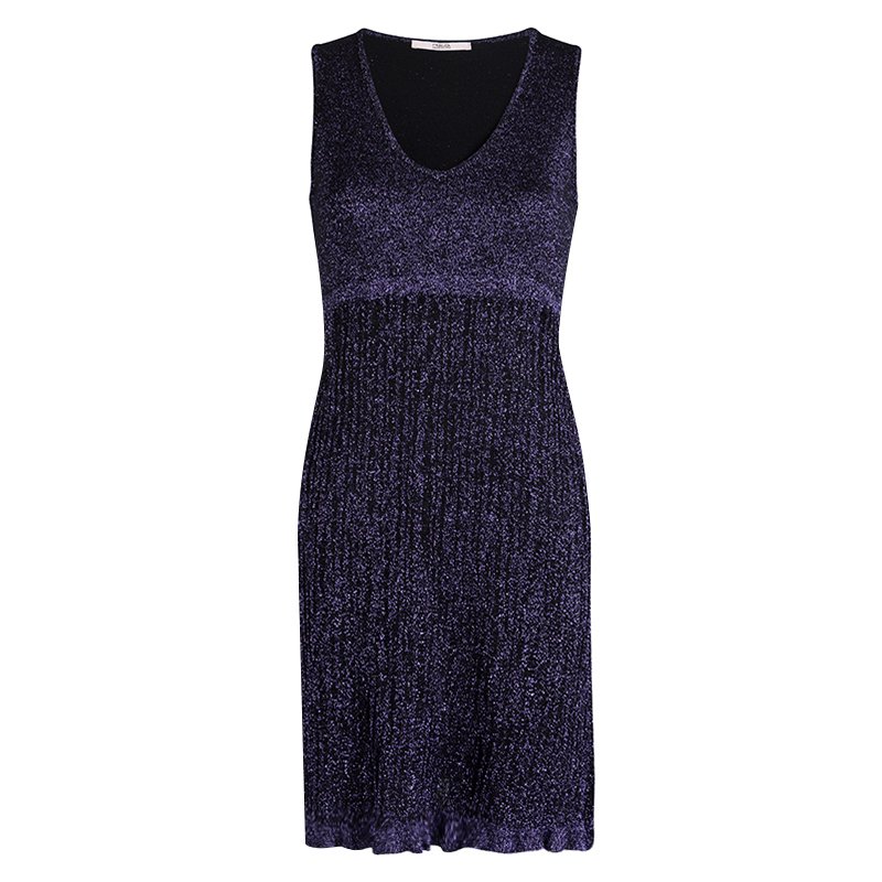 Red Valentino Purple Lurex Knit Sleeveless Dress M
