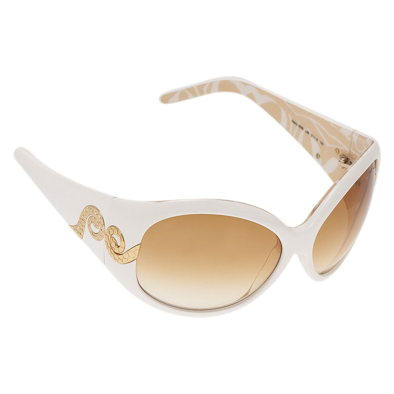 Pre Owned نظارة شمسية روبرتو كافالي ستينو بيضاء بيضاوية