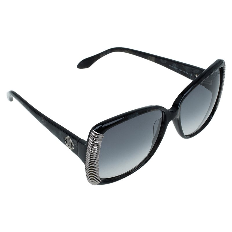 مملوكة مسبقًا Roberto Cavalli Black Alloro Metal Accented Butterfly Sunglasses
