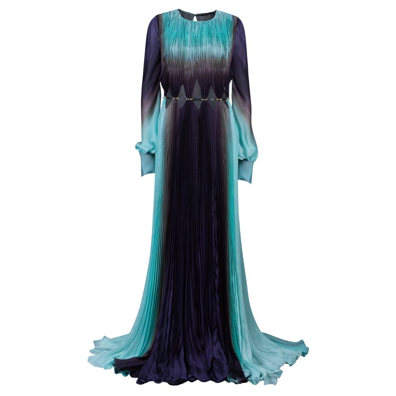 Pre Owned فستان روبرتو كافالي بليس شيفون بفتحات M