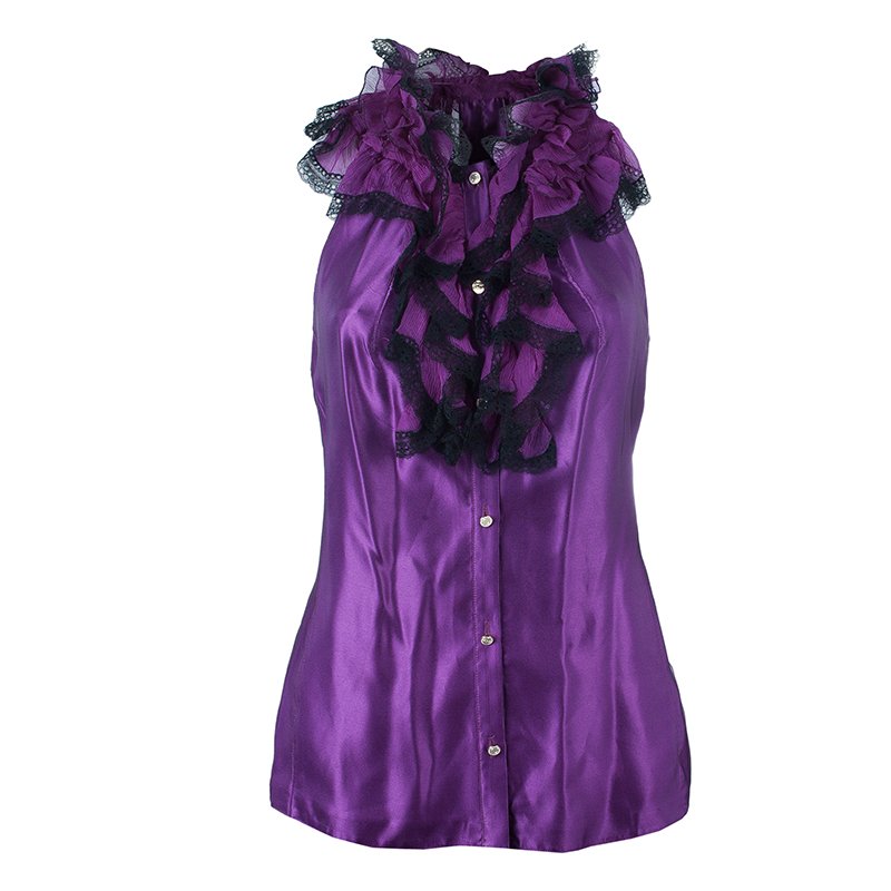 مملوكة مسبقًا Roberto Cavalli Purple Sleeveless Top M