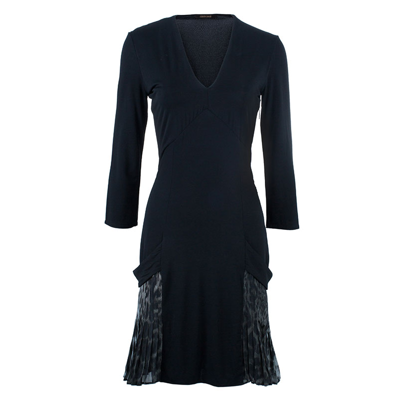 Pre Owned Roberto Cavalli Black Animal Printed Dress M