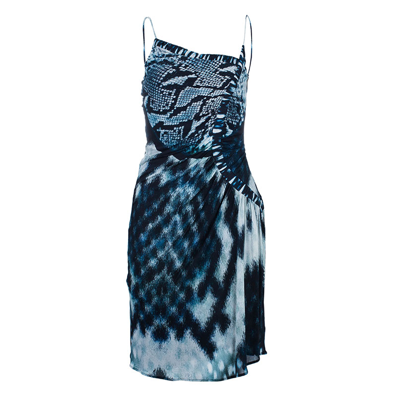 Pre Owned فستان روبرتو كافالي نقوش جلد الحية M