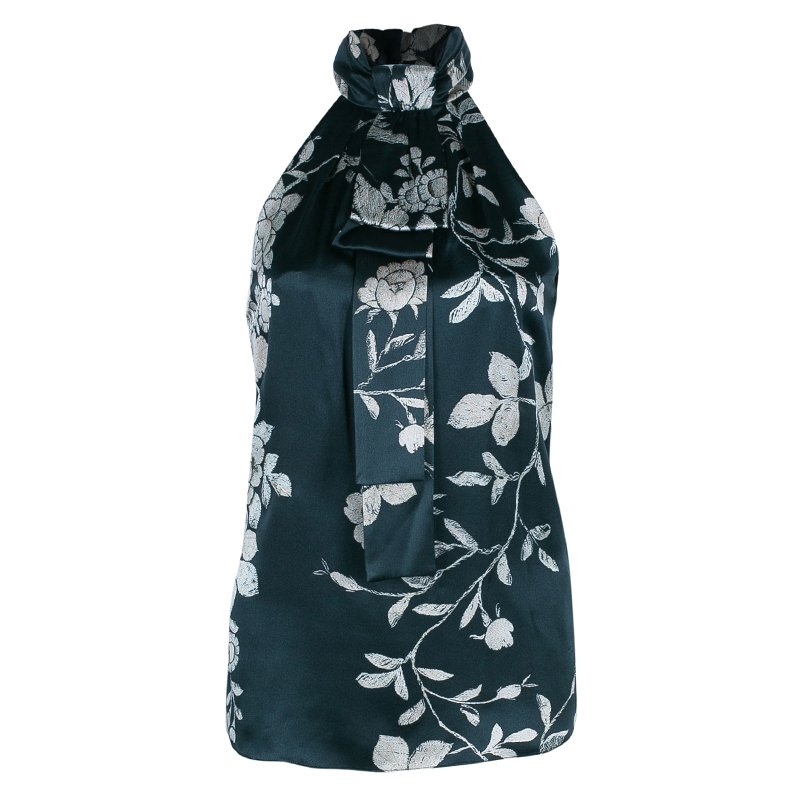 Pre Owned توب روبرتو كافالي نقوش أزهار بلا أكمام S