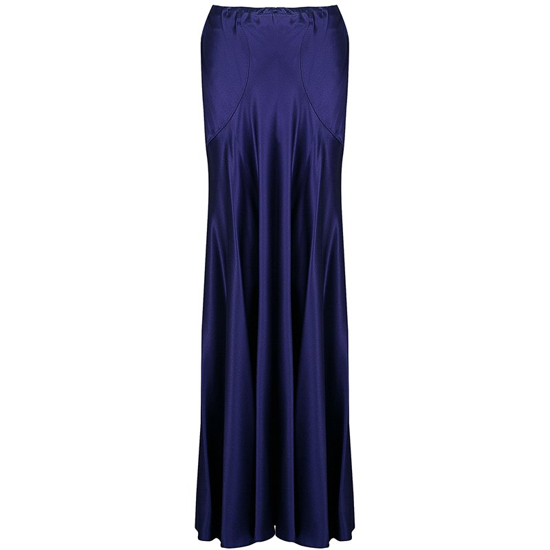 مملوكة مسبقًا تنورة طويلة روبرتو كافالي حرير أرجواني M