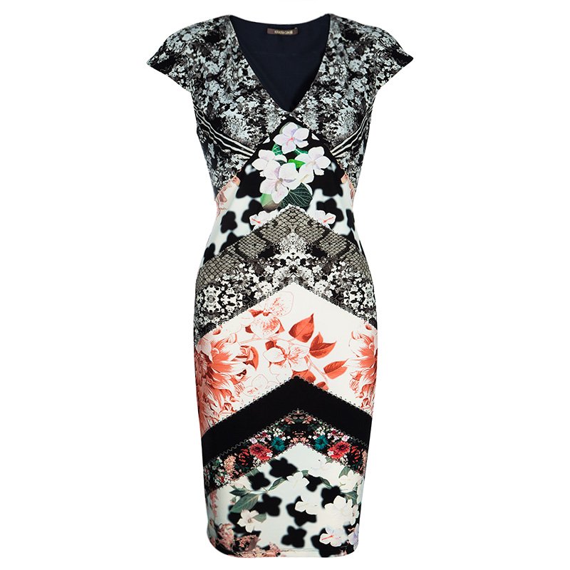 Pre Owned Roberto Cavalli Floral Jersey Dress M