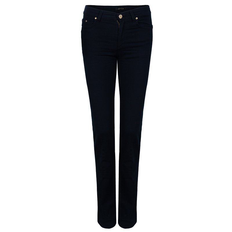 Pre Owned بنطلون جينز روبرتو كافالي أسود بجيوب مزخرفة S