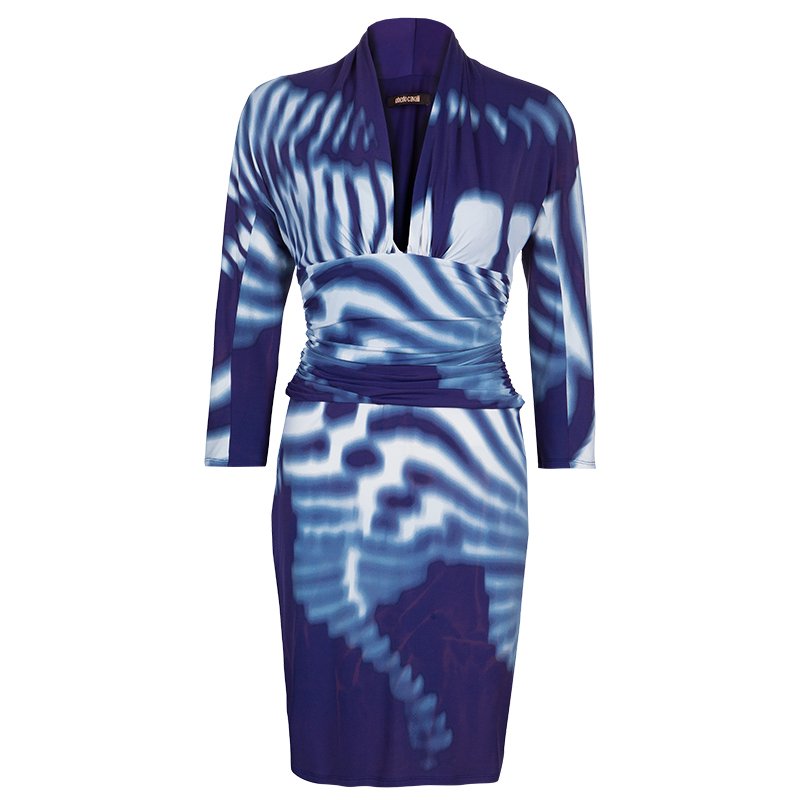 Pre Owned Roberto Cavalli Tie-Dye Stretch Dress M