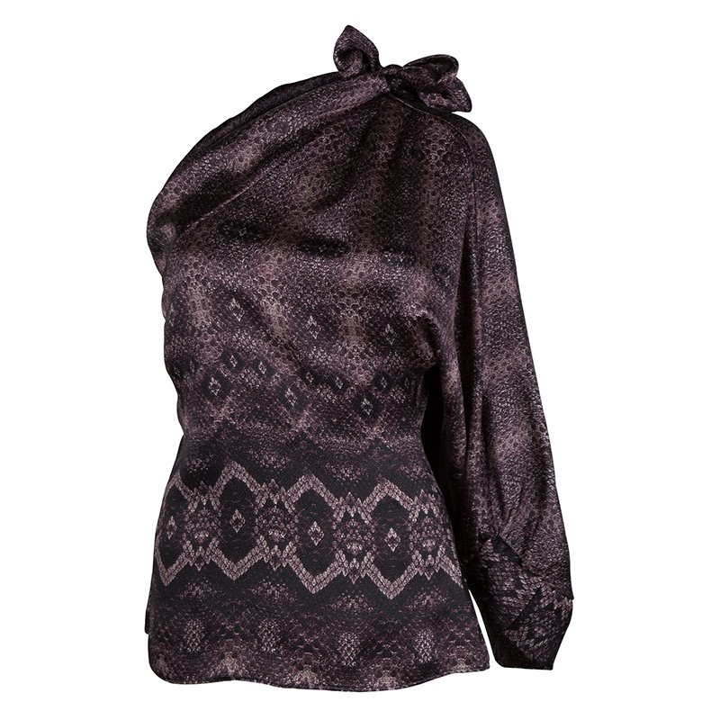 Pre Owned Roberto Cavalli Animal Print One Sleeve Top S