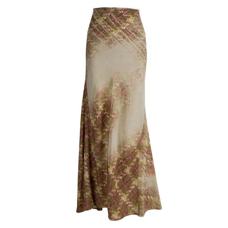 Pre Owned تنورة روبرتو كافالي حرير منقوش متعدد الألوان M