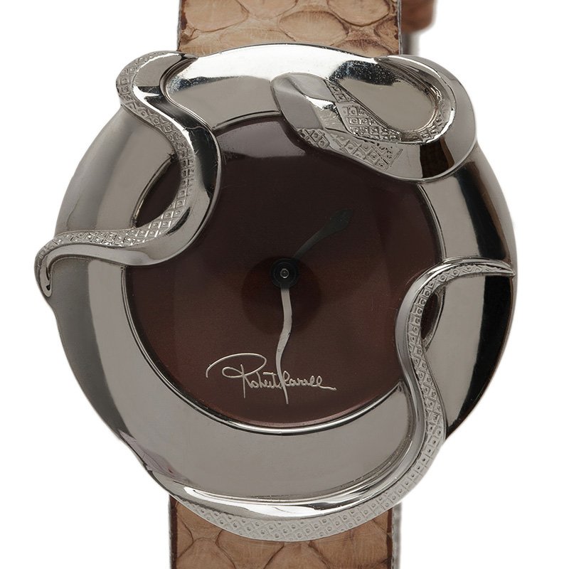 مملوكة مسبقًا Roberto Cavalli Brown Stainless Steel  Snake Women's Wristwatch 38MM